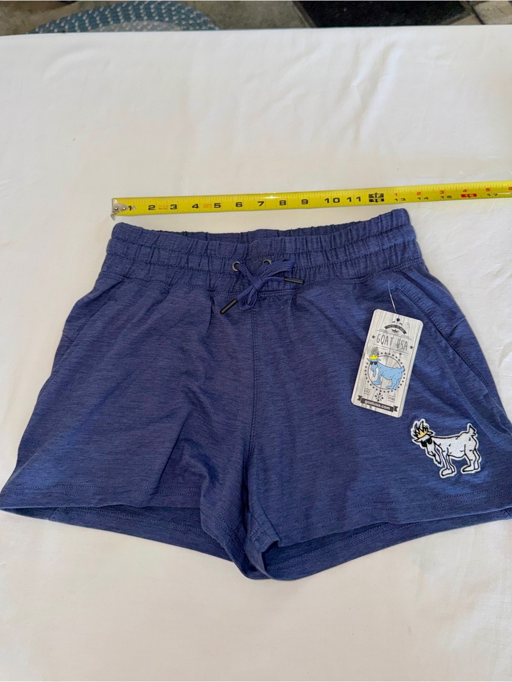 GOAT USA Crown Goat Lounge Shorts NWT Blue Drawstring Zip Pocket Small - Picture 7 of 7
